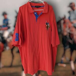 U.S. Polo Assn. Big Pony y2k Men's Short Sleeve Polo Shirt 4XLT Tall Red Blue
